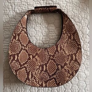 STAUD Moon bag in snakeskin embossed leather. Like new!